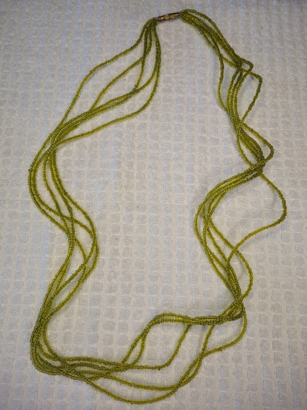 Vintage Multi strand Moss Green Sea Bead Necklace